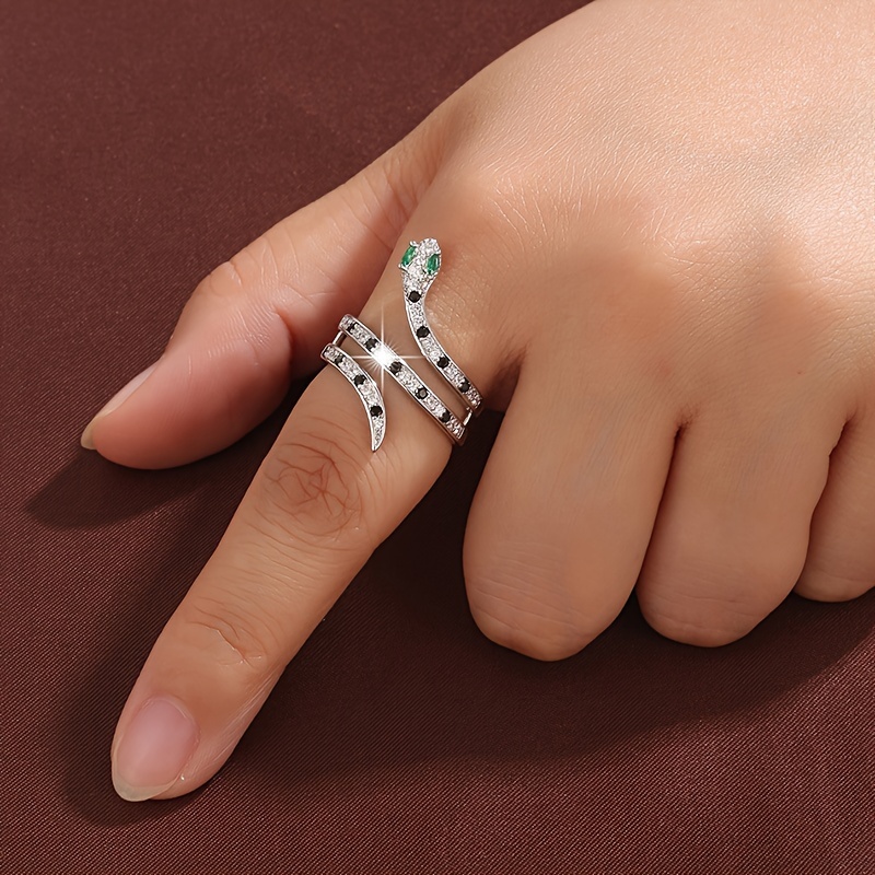 Snake Shaped Zirconia Open Ring for Women